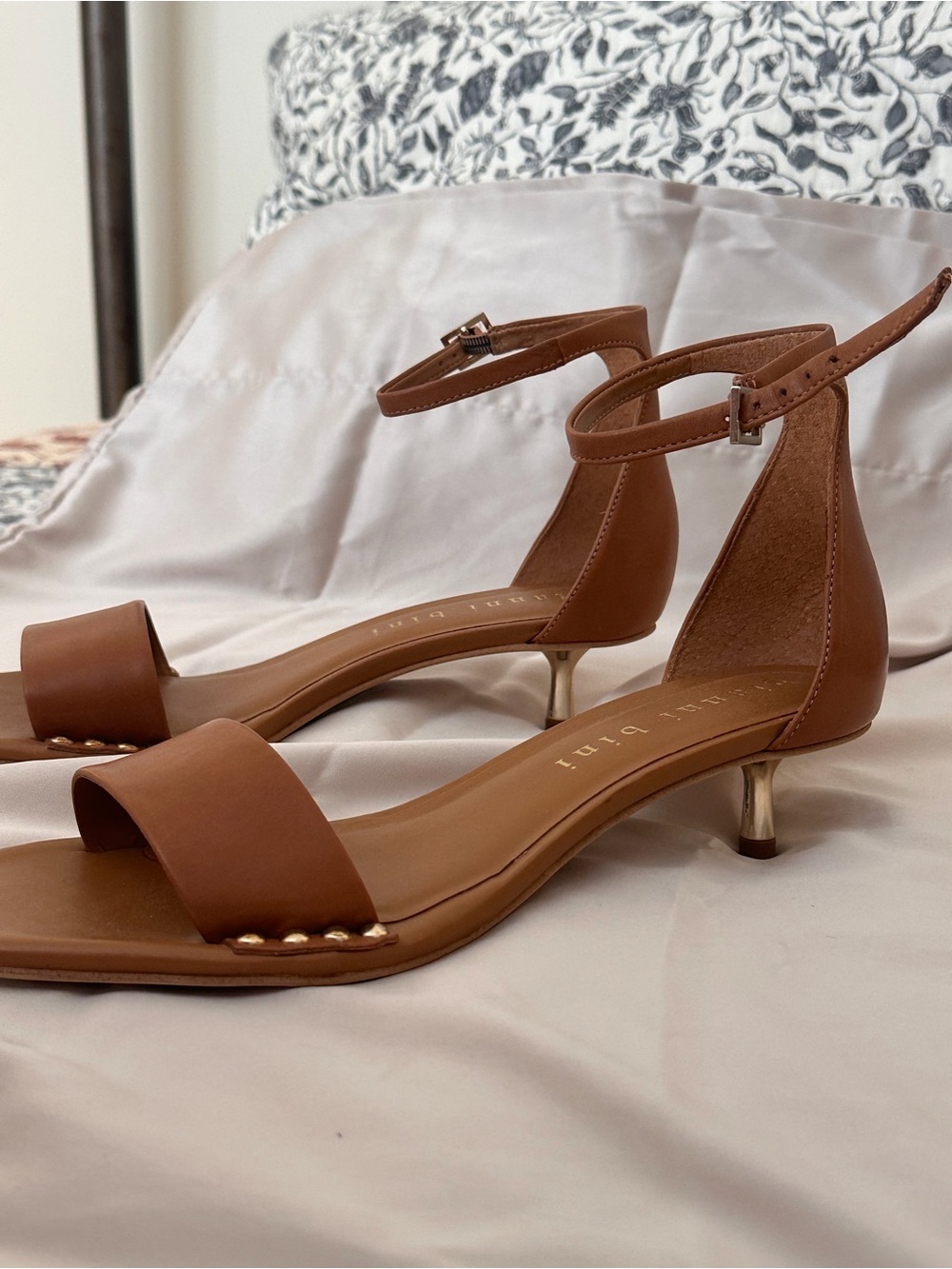 BiBi Tan Ankle-Strap Kitten-Heel Sandals